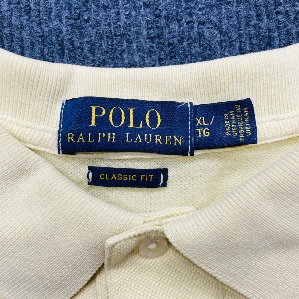 Polo Ralph Lauren Mens XL Yellow Classic Fit Cotton Pique Polo Shirt Preppy